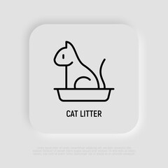 Cat litter thin line icon. Modern vector illustration for pet shop.