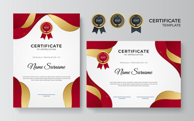 gradient elegant golden red certificate design template