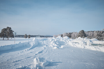 Fototapeta na wymiar winter landscape with snowy trees