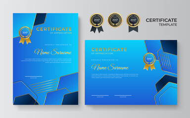 Premium elegant blue certificate design template