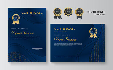 Premium elegant blue certificate design template