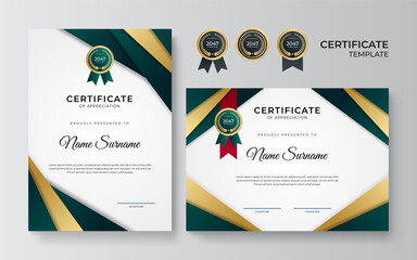 gradient elegant golden green certificate design template