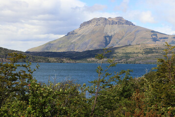 Patagonian landscape with Lake Toro in the background, Chile