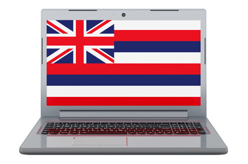 Hawaiian flag on laptop screen. 3D illustration