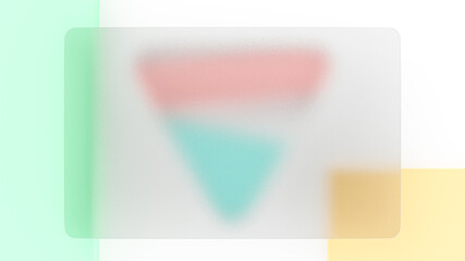 Transparent business card rough texture on white background. with blue, pink, green and yellow geometric figure overlaid on white background. put your banner and logo or message. minimal concept, 3D R