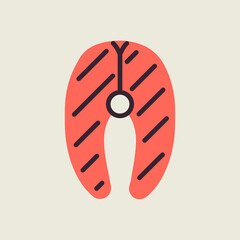 Salmon meat vector icon. Barbecue and bbq grill