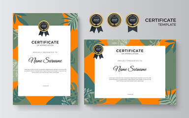 elegant floral hand drawn orange colorful wedding invitation design template