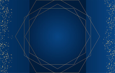 Modern elegant golden blue wedding invitation design template