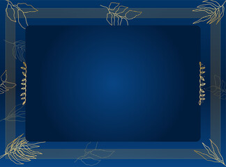 Modern elegant golden blue wedding invitation design template