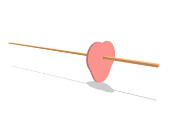 A sharp stick stabbed in the middle of the heart.