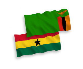 Flags of Republic of Zambia and Ghana on a white background