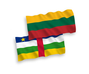 Flags of Lithuania and Central African Republic on a white background