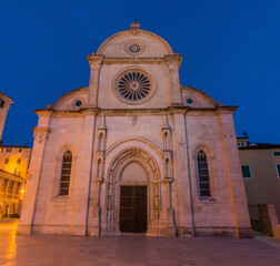 Evening view of the Cathedral of Saint James in Sibenik, Croatia