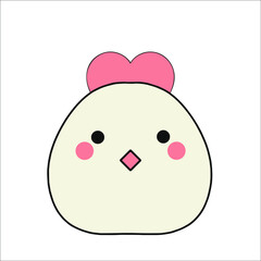 Chicken. Hand drawn flat cartoon vector illustration isolated on white background.	