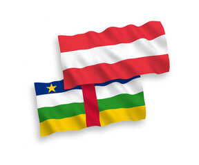 Flags of Austria and Central African Republic on a white background