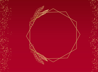 Premium elegant golden red wedding invitation design template