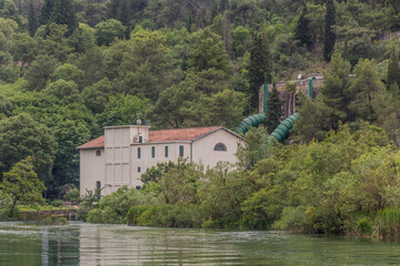 Fototapeta na wymiar Jaruga Hydroelectric Power Plant on river Krka, Croatia