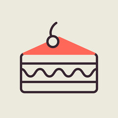 Piece of cake vector icon. Fast food sign
