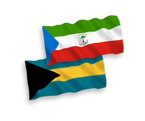 Flags of Republic of Equatorial Guinea and Commonwealth of The Bahamas on a white background