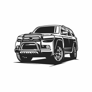 black and white suv off-road clip art preview