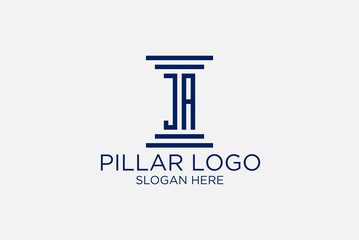 legal pillar logo initials j A. premium vector