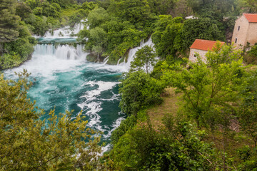 Fototapeta na wymiar Skradinski Buk waterfall in Krka national park, Croatia