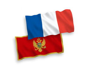 Flags of France and Montenegro on a white background