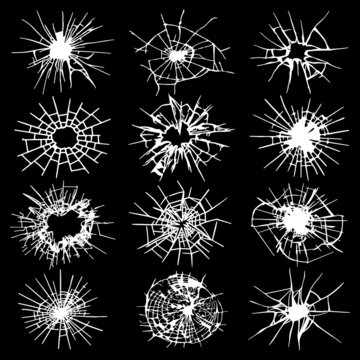 White Cracked Glass Vector Collection