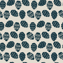 Seamless pattern with cones for wrapping paper, surface design, smm, video-conferencing. Christmas, New Year, winter holidays concept in Scandinavian, Nordic, hygge style