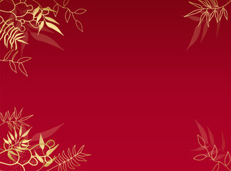 Modern elegant golden red wedding invitation design template