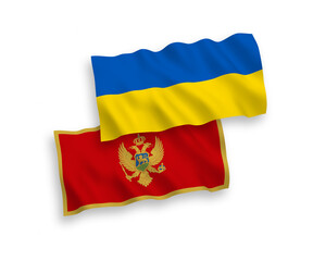 Flags of Montenegro and Ukraine on a white background
