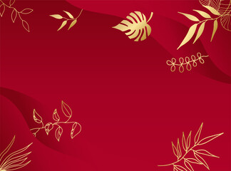 Fototapeta na wymiar Modern elegant golden red wedding invitation design template