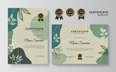 Hand drawn abstract colorful certificate design template