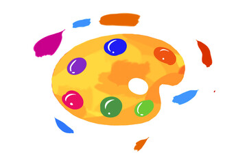 palette of paints on a white background