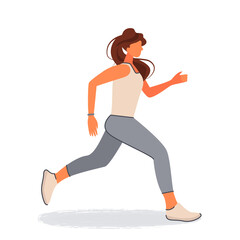 Beautiful running girl. Healthy lifestyle concept. Cute vector illustration.