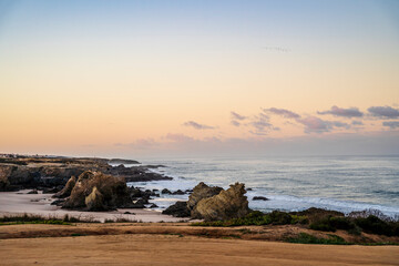 Beautiful landscape and seascape with rock formation in Samoqueira Beach, Alentejo, Portugal