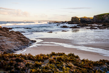Beautiful landscape and seascape with rock formation in Samoqueira Beach, Alentejo, Portugal