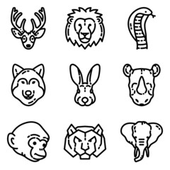 Animals Flat Icon Set Isolated On White Background