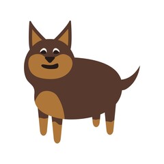 Funny fat Doberman dog isolated on white background.Vector illustration.