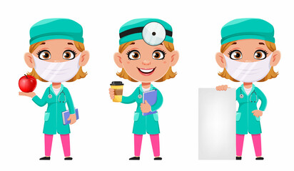 Doctor woman cartoon character