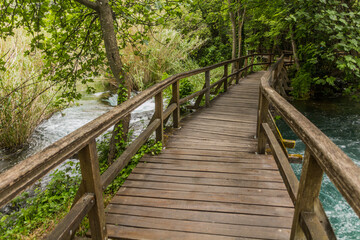 Boardwalk over Krka river in Krka national park, Croatia