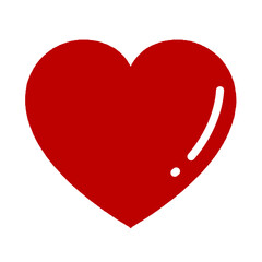 Glossy heart. Hand drawn flat cartoon vector illustration isolated on white background.	