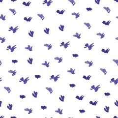 Fototapeta premium lavender flowers watercolor texture vector seamless pattern