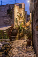 Fototapeta na wymiar Evening view of an alley in Split, Croatia