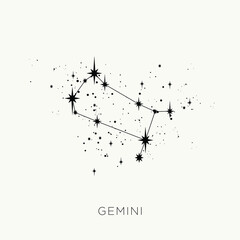 Star constellation zodiac gemini vector black and white