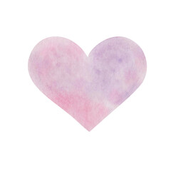 Fototapeta premium Watercolor illustration of hand painted pink heart with gradient isolated on white. Clip art design element for birthday postcard, wedding invitation, packaging paper. Love card for Valentine's Day