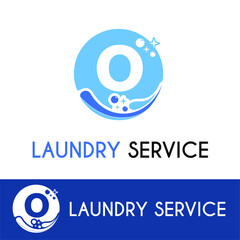 Initial o Letter with Bubble Splash Shine for Laundromat, Washing, Cleaning Service, housework, maid, Business logo idea	