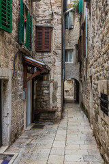 Narrow alley in the old town of Split, Croatia