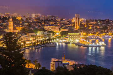Evening aerial view of Split, Croatia