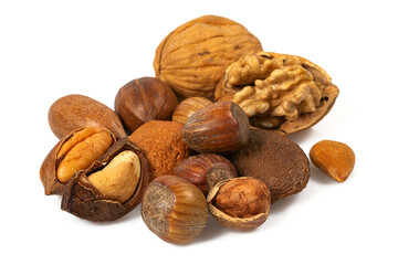 whole nuts isolated on white background